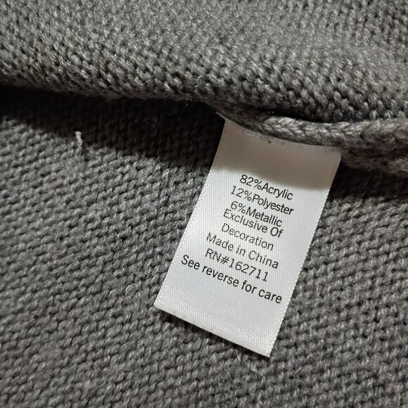 Christmas Sweater Women's L 3D Santas Sequins Faux Fur High-Low Oversized Tunic - Picture 10 of 12